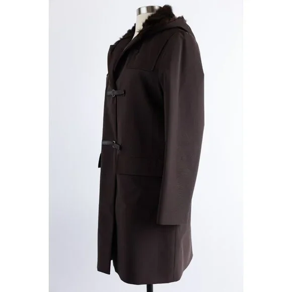 $5,900 Prada Fur Lined Coat SZ 44 Large Brown/Purple MINT